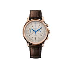 Men's gold Corniche watch with leather strap Chronograph Steel with Cream dial 39MM