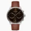 Ασημένιο ρολόι Nordgreen για άντρες με δερμάτινη ζώνη Pioneer Brown Sunray Dial - Brown Leather / Silver 42MM