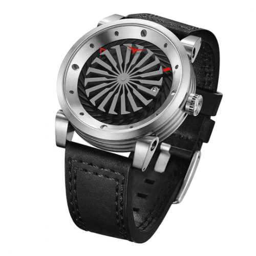 Srebrny męski zegarek Zinvo z paskiem z prawdziwej skóry Blade - Silver 44MM