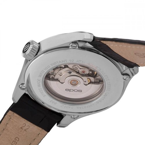 Epos zilveren herenhorloge met leren band Passion 3401.132.20.15.25 43 MM Automatic