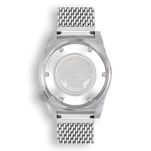 Relógio Squale prata para homens com pulseira de aço Matic Satin Orange Mesh - Silver 44MM Automatic