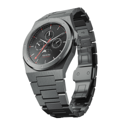 Men's black Valuchi watch with steel strap Lunar Calendar - Gunmetal Black 40MM
