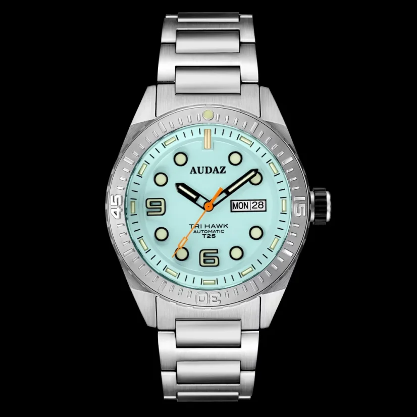 Men's silver Audaz watch with steel strap Tri Hawk ADZ-4010-02