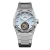Stříbrné pánské hodinky Aisiondesign Watches s ocelovým páskem Tourbillon Hexagonal Pyramid Seamless Dial - Ice Blue 41MM