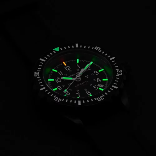 Relógio Marathon Watches preto para homens com pulseira de borracha Anthracite Large Diver's 41MM Automatic
