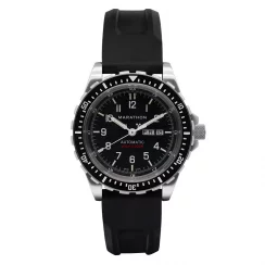Stříbrné pánské hodinky Marathon Watches s gumovým páskem Jumbo Day/Date Automatic 46MM