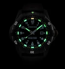 Schwarze Herrenuhr ProTek Watches mit Gummiband Official USMC Series 1016D 42MM