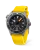 Zilverkleurig herenhorloge van Undone Watches met een rubberen band Aquadeep - Signal Yellow 43MM Automatic