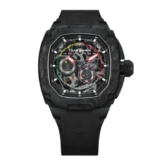 Relógio de homem Tsar Bomba Watch preto com pulseira de borracha Dark Matter 1 Black 43MM