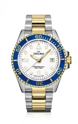 Montre Delma Watches pour homme de couleur argent avec bracelet en acier Commodore Silver / Gold White 43MM