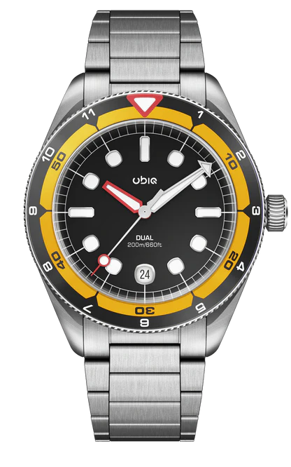 Strieborné pánske hodinky UBIQ s oceľovým pásikom DUAL - BUMBLE 39MM Automatic