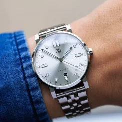 Stříbrné pánské hodinky Henryarcher Watches s ocelovým páskem Relativ - Vinter Storm Grey 41MM