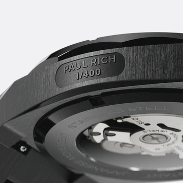 Schwarze Herrenuhr Paul Rich mit Stahlband Bumblebee Frosted Star Dust - Black 45MM Limited edition