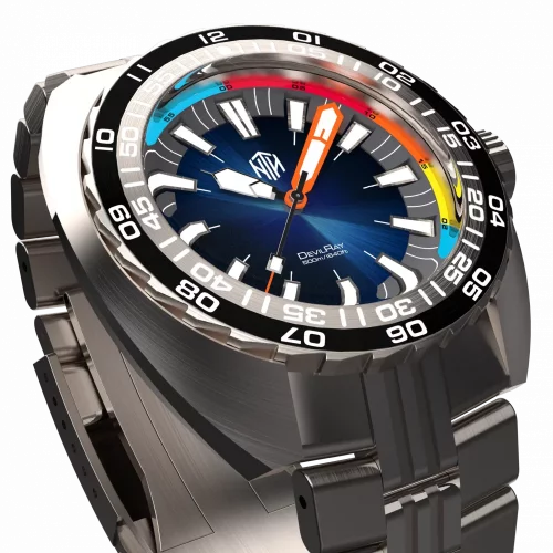 Relógio NTH Watches de prata para homem com pulseira de aço DevilRay No Date - Silver / Blue Automatic 43MM