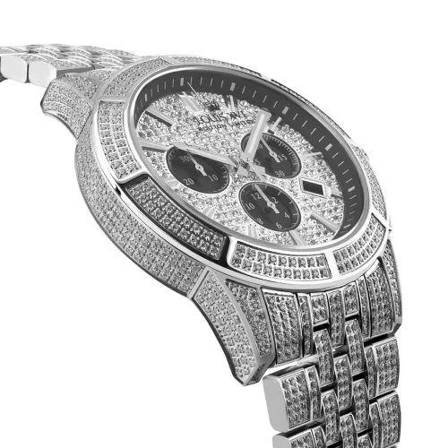 Stříbrné pánské hodinky Louis XVI s ocelovým páskem Majesté Iced Out 1122 - Silver 43MM