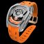 Relógio de homem Tsar Bomba Watch prateado com bracelete de borracha TB8213 - Silver / Orange Automatic 44MM
