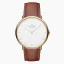 Relógio Nordgreen ouro para homens com pulseira de couro Native White Dial - Brown Leather / Gold 40MM