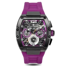 Orologio da uomo nero Ralph Christian con un braccialetto di gomma The Intrepid Sport - Amethyst Blaze 42,5MM