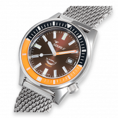 Stříbrné pánské hodinky Squale s ocelovým páskem Matic Chocolate Mesh - Silver 44MM Automatic