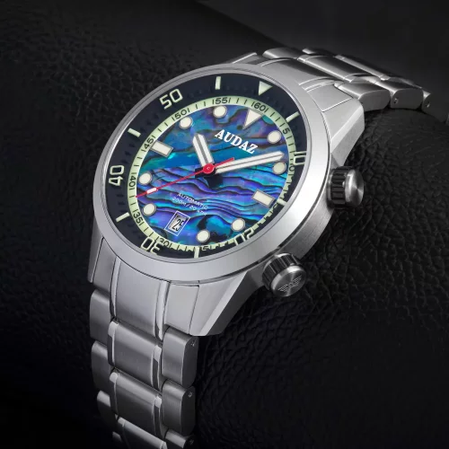 Stříbrné pánské hodinky Audaz Watches s ocelovým páskem Seafarer ADZ-3030-04 - Automatic 42MM