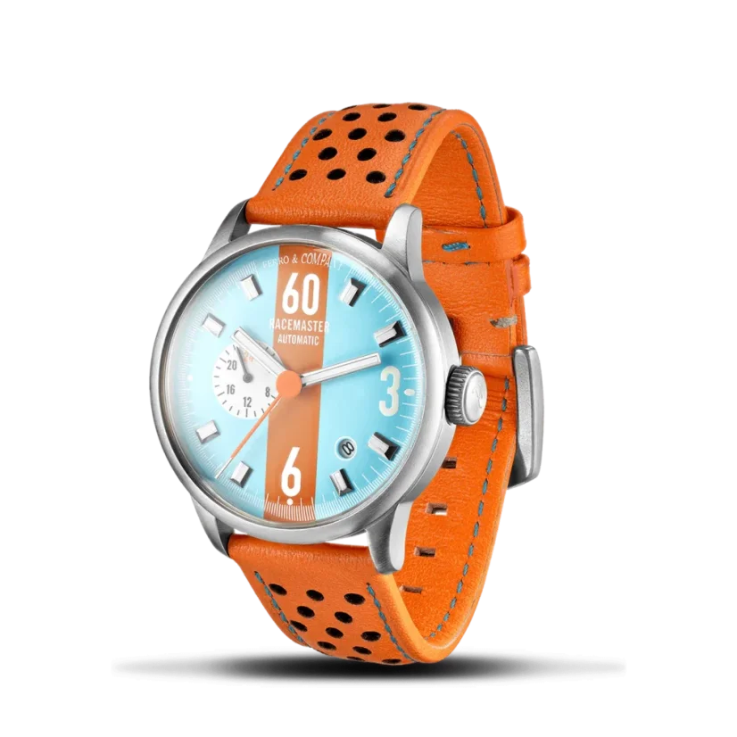 Relógio Ferro & Company prata para homem com bracelete em pele Race Master Automatic GLF 39MM Automatic