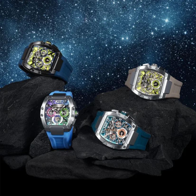 Stříbrné pánské hodinky Ralph Christian s gumovým páskem The Intrepid Sport - Northern Lights 42,5MM