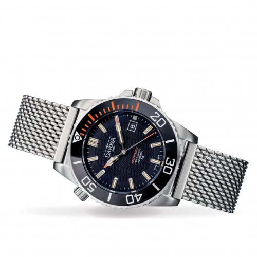Muški srebrni sat Davosa s čeličnim remenom Argonautic Lumis Mesh - Silver/Red 43MM Automatic