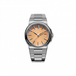 Stříbrné pánské hodinky Corniche s ocelovým páskem La Grande with Salmon dial 39MM