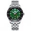 Miesten hopeinen Phoibos Watches -kello teräshihnalla GMT Wave Master 200M - PY049A Green Automatic 40MM