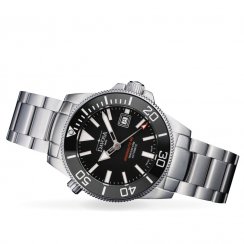 Stříbrné pánské hodinky Davosa s ocelovým páskem Argonautic BG - Silver/Black 43MM Automatic