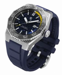 Stříbrné pánské hodinky Paul Rich s gumovým páskem Aquacarbon Pro Horizon Blue - Aventurine 43MM