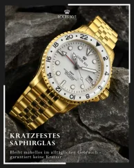 Χρυσό ρολόι Louis XVI για άντρες με ιμάντα από χάλυβα Mirabeau GMT 1431 - Gold 41MM Automatic
