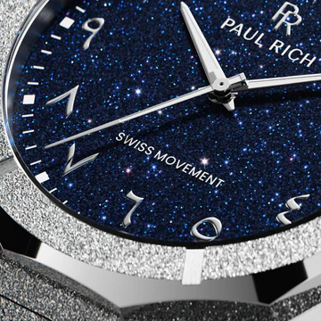 Montre Paul Rich pour homme en argent avec bracelet en acier Frosted Star Dust II Oasis - Silver 43MM