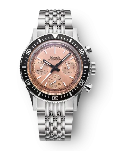 Strieborné pánske hodinky Nivada Grenchen s ocelovým opaskom Chronoking Mecaquartz Salamon Beads of Rice 87043Q04 38MM