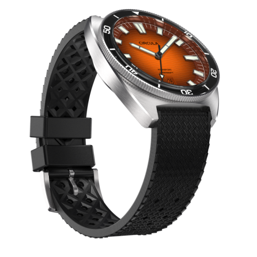 Stříbrné pánské hodinky Circula s gumovým páskem AquaSport II - Orange 40MM Automatic