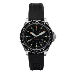Strieborné pánske hodinky Marathon Watches s gumovým pásikom Jumbo Diver's Quartz 46MM