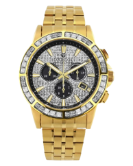 Reloj de oro Luis XVI para hombre con correa de acero Majesté Iced Out Baguette 1130 - Gold 43MM