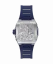Orologio da uomo in argento Paul Rich Watch con un braccialetto di gomma Frosted Astro Day & Date Lunar - Silver / Blue 42,5MM
