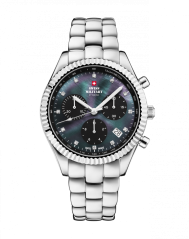 Ladies silver Swiss Military Hanowa watch with steel strap Elegant Chronograph SM30207.01 38MM