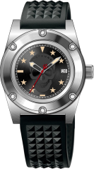 Men's silver Nethuns watch with a rubber band SCUBA 500 SKULL SS541 - Silver Automatic 41MM