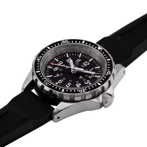 Stříbrné pánské hodinky Marathon Watches s gumovým páskem Medium Diver's Quartz 36MM
