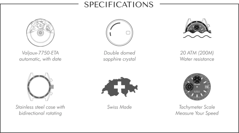 Men's silver Nivada Grenchen watch with leather strap CHRONOSPORT Blue 77003A10 38MM Automatic