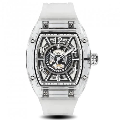 Men's silver Ralph Christian watch with a rubber band The Ghost - Transparent White Automatic 43MM