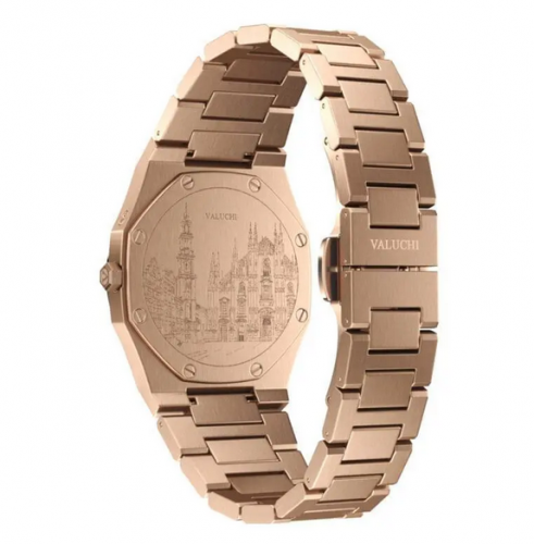 Orologio da uomo Valuchi Watches in colore oro con bracciale in acciaio Lunar Calendar - Rose Gold White 40MM