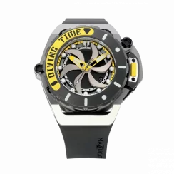 Orologio Mazzucato bracciale da uomo nero con elastico RIM Scuba Black / Yellow - 48MM Automatic