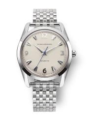Relógio Nivada Grenchen prata para homens com pulseira de aço Antarctic 35004M12 35MM