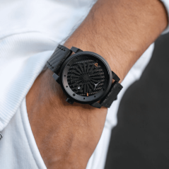 Men's black Zinvo Watches watch with genuine leather belt Blade Venom - Black 44MM