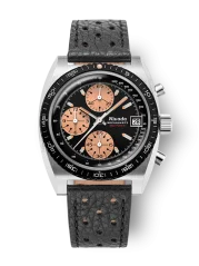 Strieborné pánske hodinky Nivada Grenchen s koženým opaskom Chronosport Mecaquartz Salmon 77002Q10 38MM