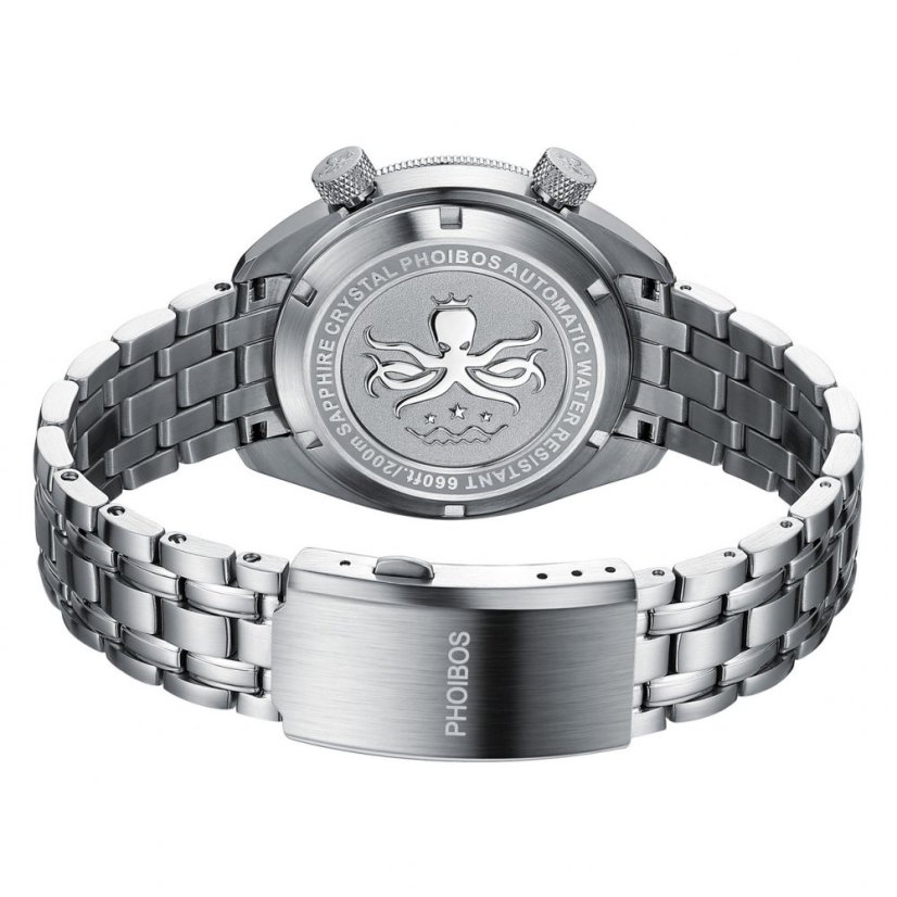 Men's silver Phoibos watch with steel strap Eagle Ray 200M - PY039H Sunray Champagne Automatic 41MM