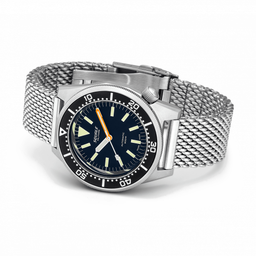 Męski srebrny zegarek Squale dia ze stalowym paskiem 1521 Militaire Mesh Blasted - Silver 42MM Automatic
